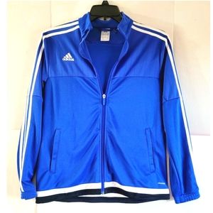 Adidas Climacool Fitness Womens Warm Up Jacket Blue White Stripes Size Large